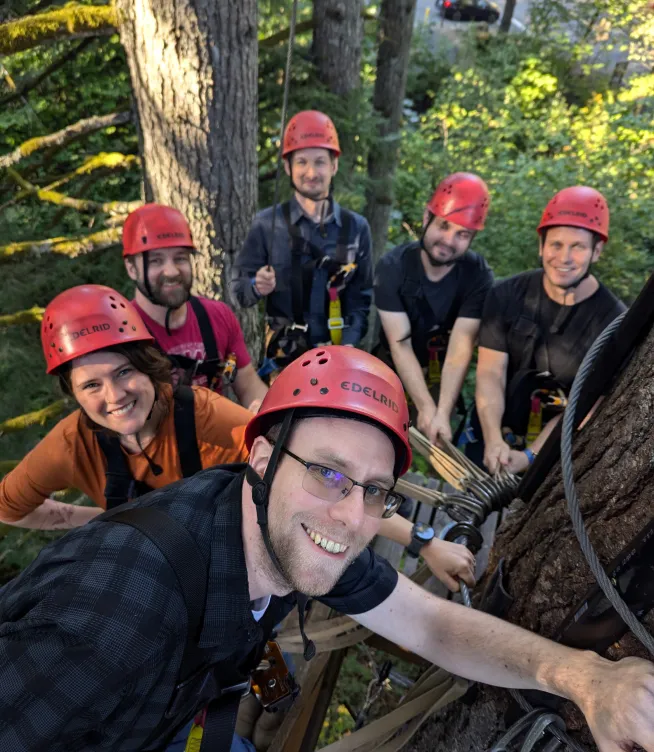 VectorCare team members zip lining
