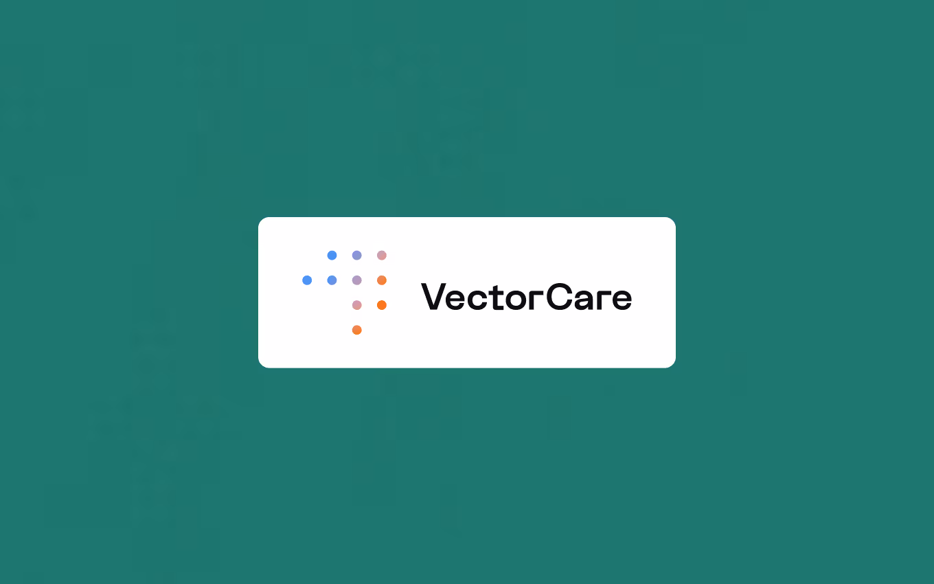 VectorCare new brand logo and visual identity elements on a clean background