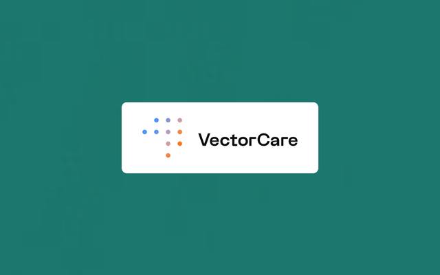 VectorCare new brand logo and visual identity elements on a clean background