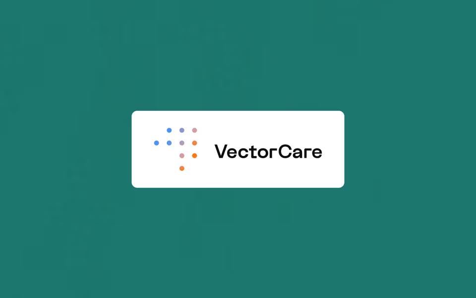 VectorCare new brand logo and visual identity elements on a clean background